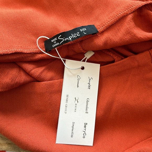 Simplee Burnt Orange Fall Comfy Ruffle Flare Comfort Pants Trousers NWT - Picture 5 of 5